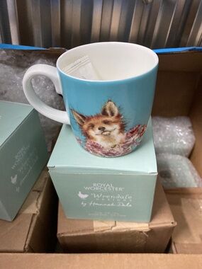 Royal Worcester Wrendale Designs Mug Hannah Dale Bird Floral Boxed